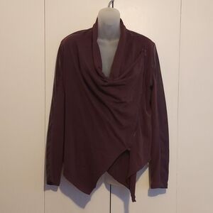 Blank NYC Plum Purple Brown Ribbed Knit & Faux Leather Jacket Size Medium